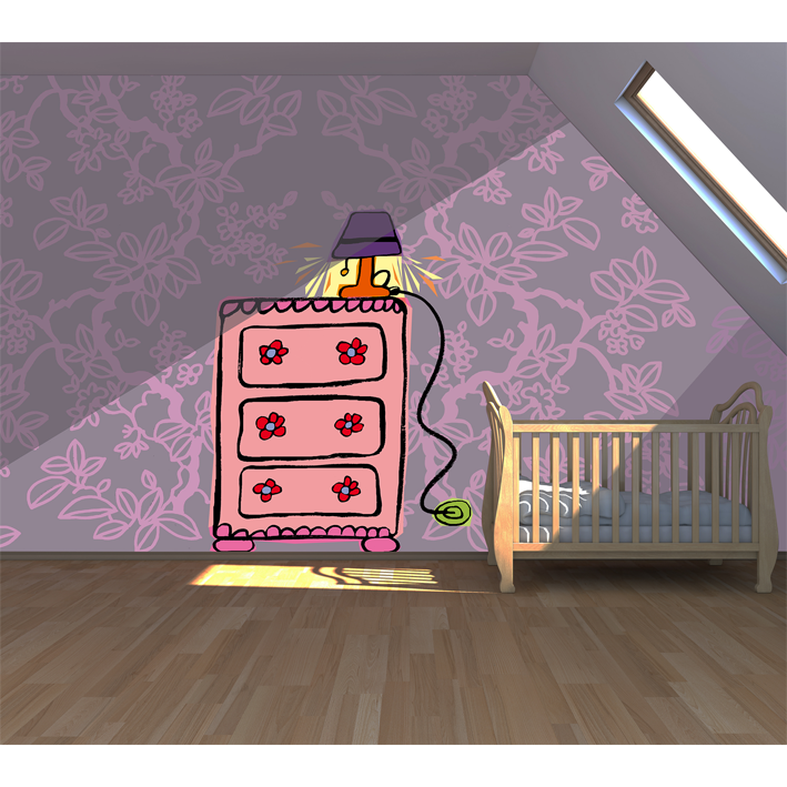 COMMODE ROSE SUR ARBRES JAPONAIS