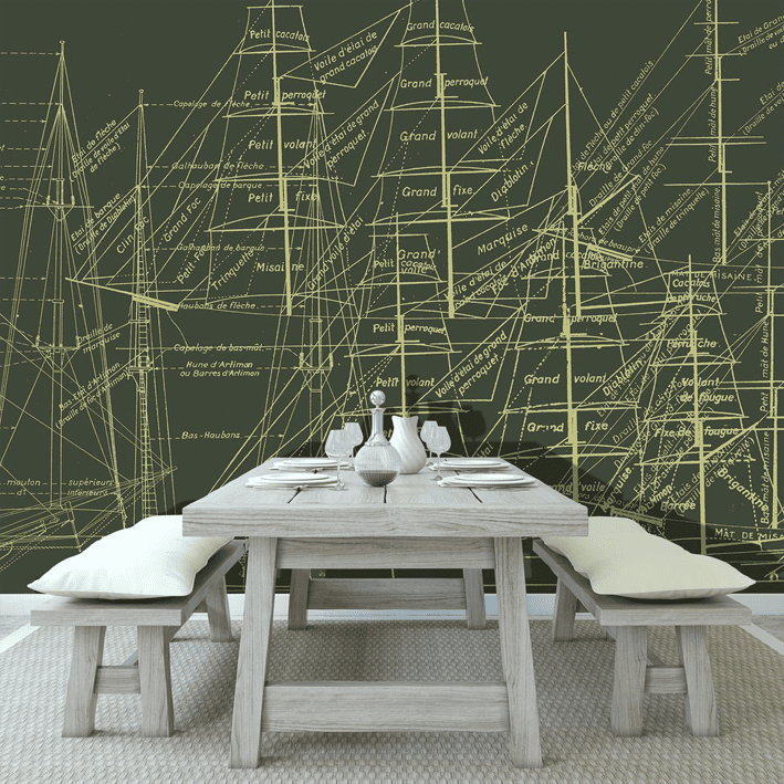 FOREST OF MASTS ON A GREEN BACKGROUND