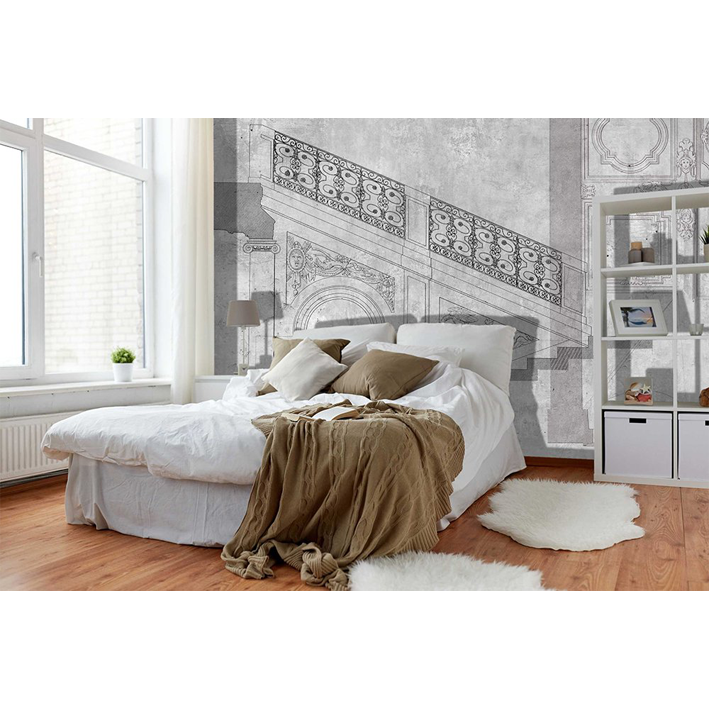 BAROQUE STAIRCASE ON LIGHT GREY BACKGROUND” WALLPAPER