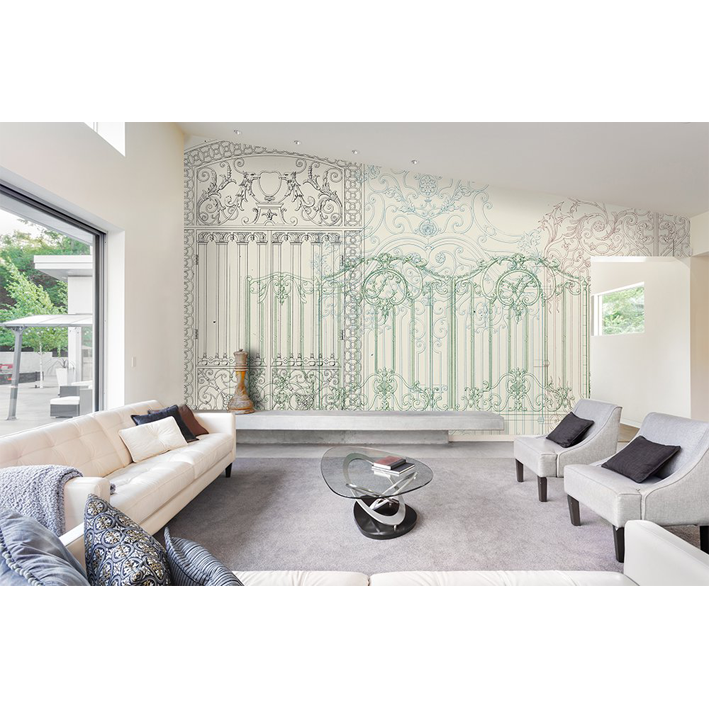 IRONWORK ON A CREAM BACKGROUND WALLPAPER