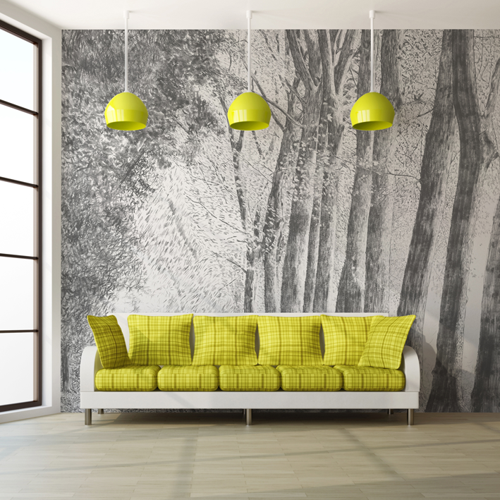 FORÊT AU CRAYON GRIS