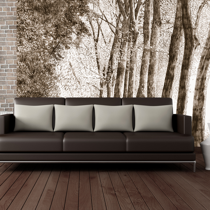 FORÊT AU CRAYON SEPIA