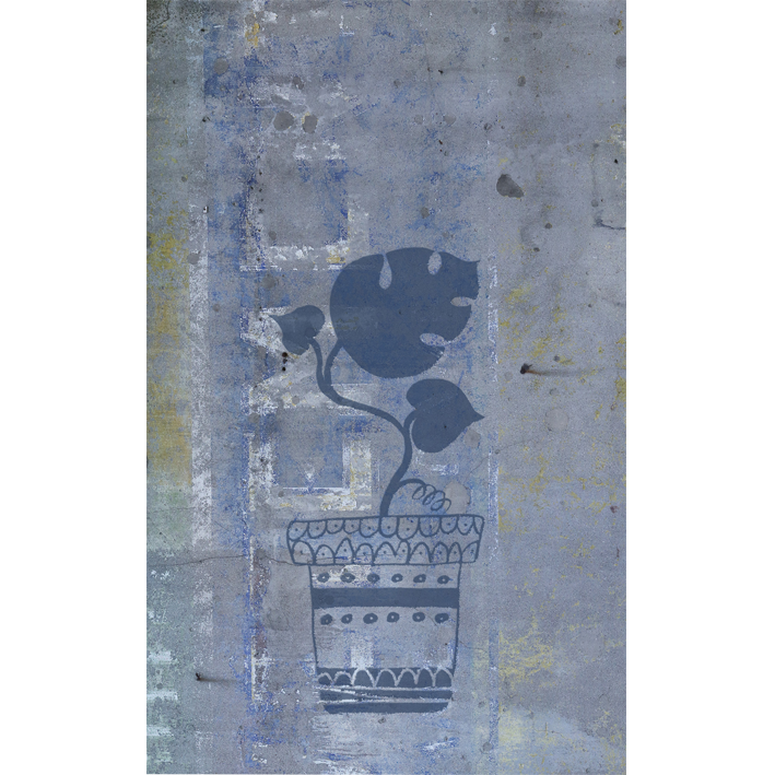 VASE BLEU SUR BÉTON BLEU