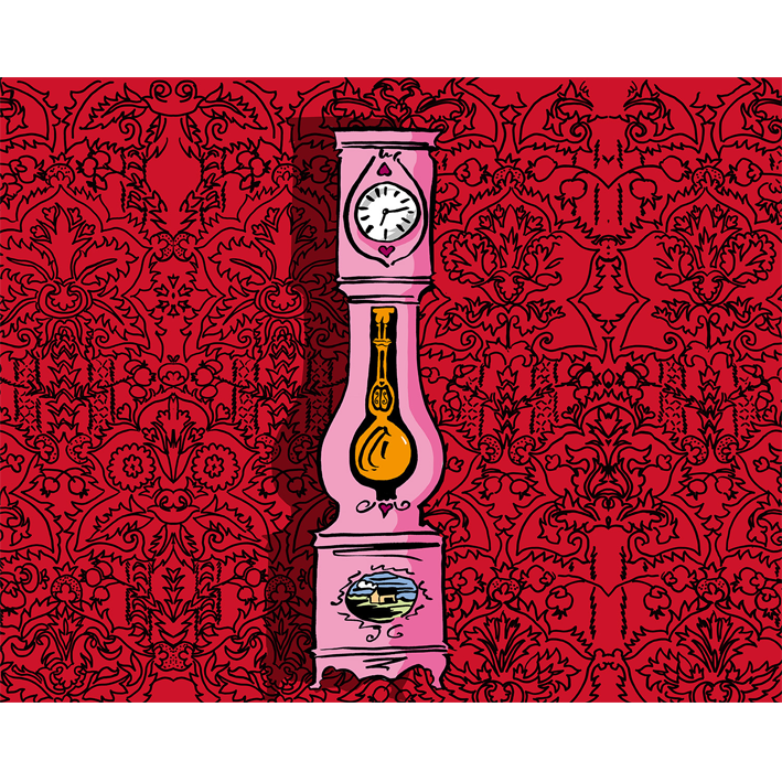HORLOGE ROSE SUR CLASSIC ROUGE