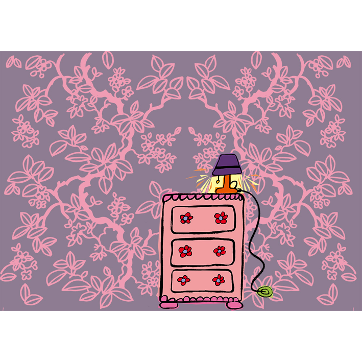COMMODE ROSE SUR ARBRES JAPONAIS