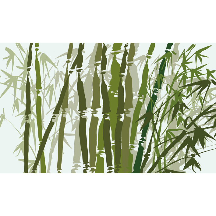BAMBOUS SUR VERT PÂLE