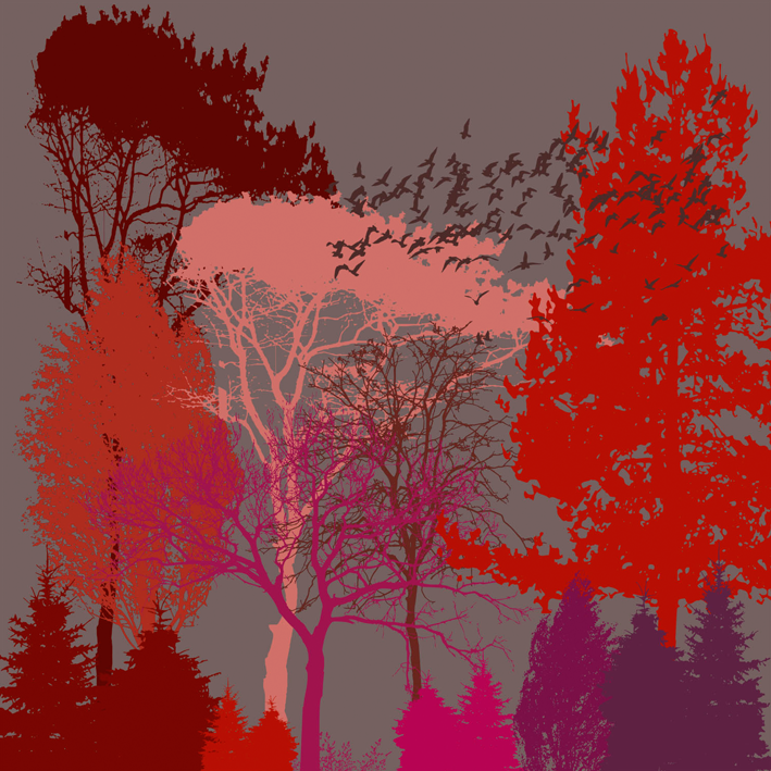 ARBRES ROUGES ET OISEAUX