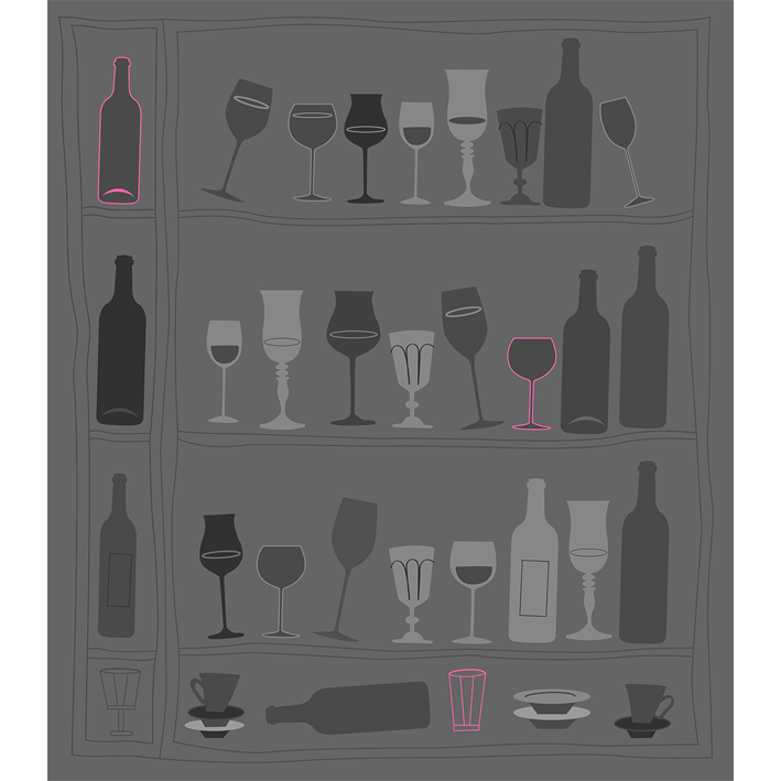 VERRES ET BOUTEILLES GRAPHIQUES GRIS