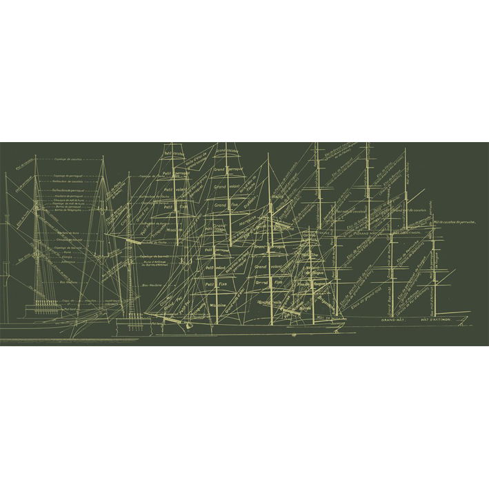 FOREST OF MASTS ON A GREEN BACKGROUND