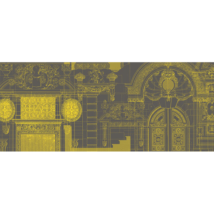 ARCHITECT'S DRAWING ON A TAUPE BACKGROUND” WALLPAPER