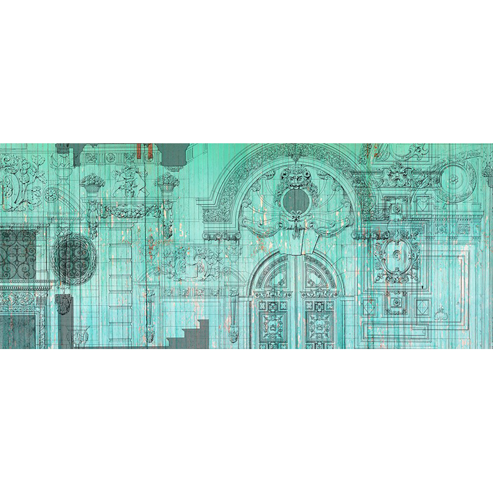 ARCHITECTURAL DRAWINGS ON A GREEN BACKGROUND
