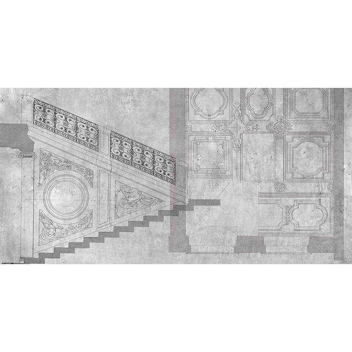 BAROQUE STAIRCASE ON LIGHT GREY BACKGROUND” WALLPAPER