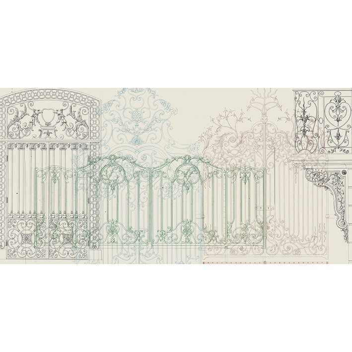 IRONWORK ON A CREAM BACKGROUND WALLPAPER