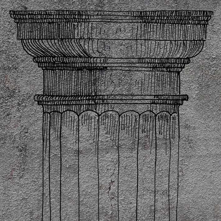 COLONNE DORIQUE FOND BÉTON