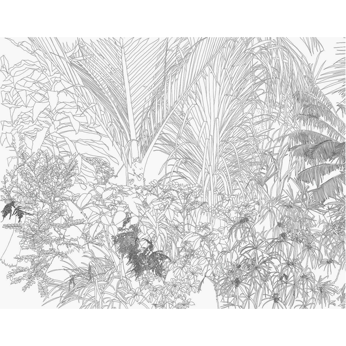 WALLPAPER JUNGLE CARTOON B&W